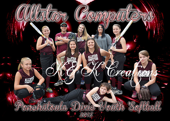 5x7 All Star Computers GIRLS TEAM