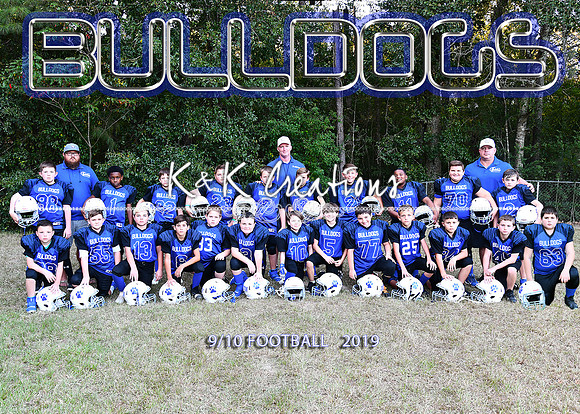 5x7 9-10 football bulldogs team 2019