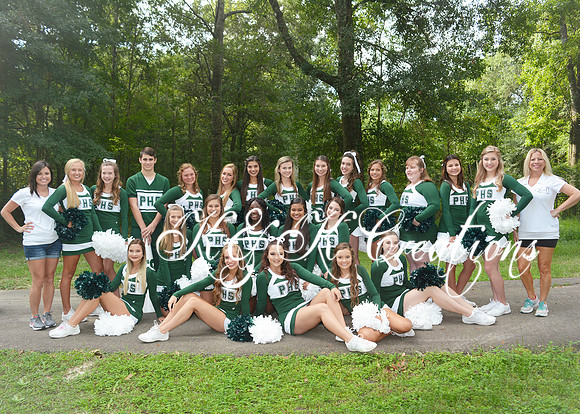 CHEERLEADERS WITH SPONSORS FOR YEARBOOK